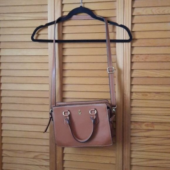 London Fog Brown Leather Crossbody Handbag - Picture 1 of 14